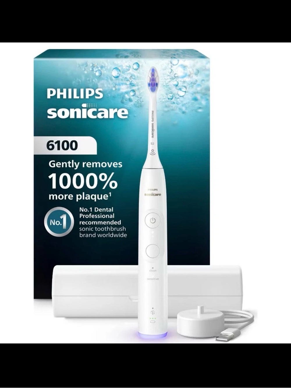 Philips Sonicare 6100 Rechargeable Electric Toothbrush with Brush Head - White